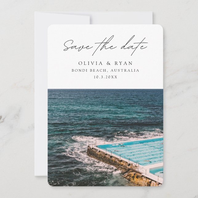 Invitación Bondi Beach Wedding Sydney Save the Date (Anverso)