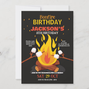 Invitación Bonfire Birday Backyard S'Mores Marshmellow
