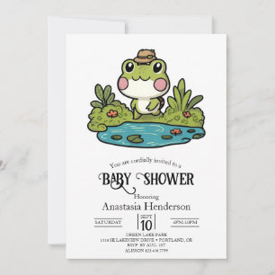 Invitación Bonita Baby Shower de rana colorida