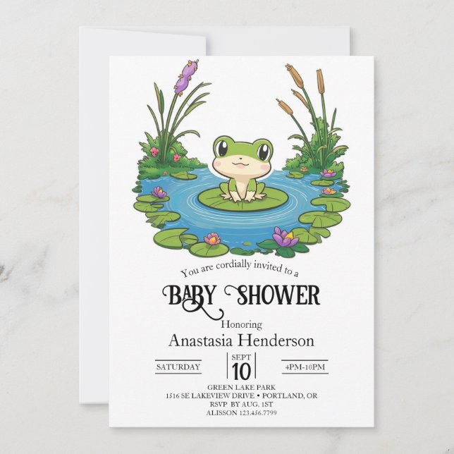 Invitación Bonita Baby Shower de rana mística (Anverso)