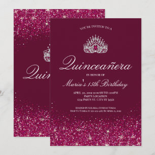 Invitación Bonita Borgoña  Quinceañera