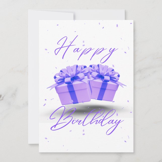 Invitación Bonita Cumpleaños Morado (Anverso)