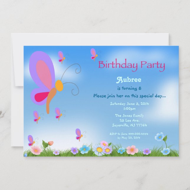 Invitación bonita de la fiesta de cumpleaños de la (Anverso)