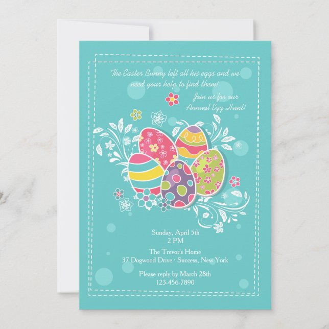 Invitación bonita de los huevos de Pascua (Anverso)