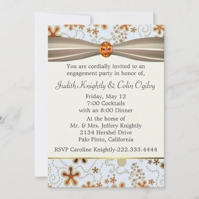 Invitación bonita del fiesta de compromiso (Anverso)