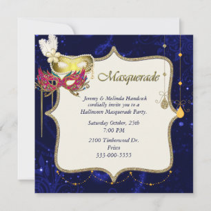 Invitación bonita del fiesta de la mascarada de