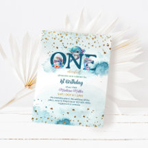 Bonita delfín linda niña bebé Invitat de primer cu