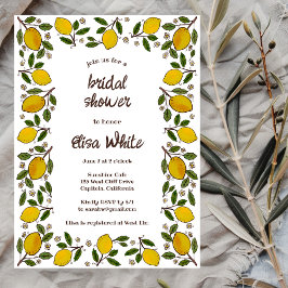 Invitación Bonita DUCHA BRIDAL Summer PERSONALIZADO Lemons