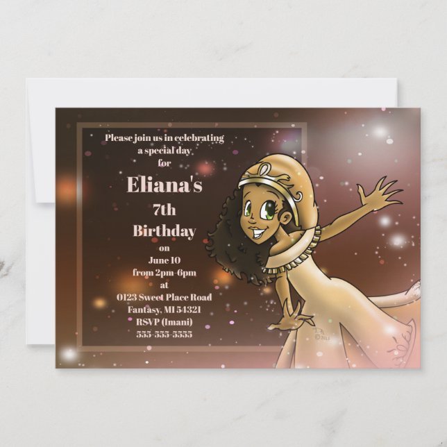 Invitación Bonita fiesta de cumpleaños de princesas africanas (Anverso)