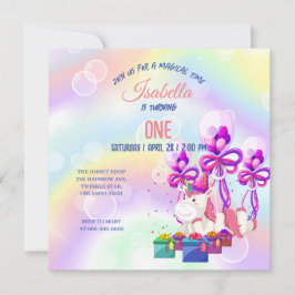 Invitación Bonita fiesta de cumpleaños de Unicornios con arco