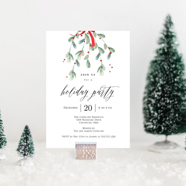 Invitación Bonita fiesta de Navidades Mistletoe invita (Subido por el creador)