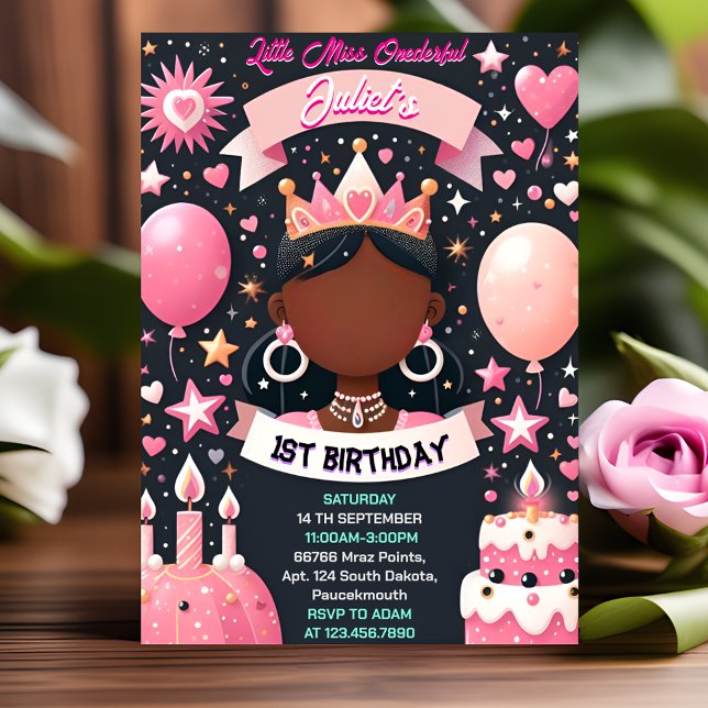 Invitación Bonita Reina Reina Pequeña Miss Maravillosa Primer (Subido por el creador)