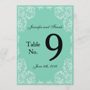 Invitación Bonita Tabla De Bodas De Marco De Encanto Aqua No.