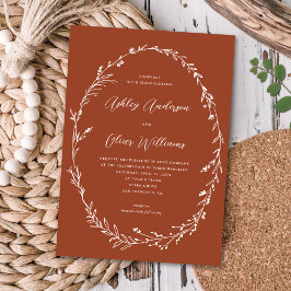Invitación Bonita Terracota Rustic Wildflower Wreath Boda
