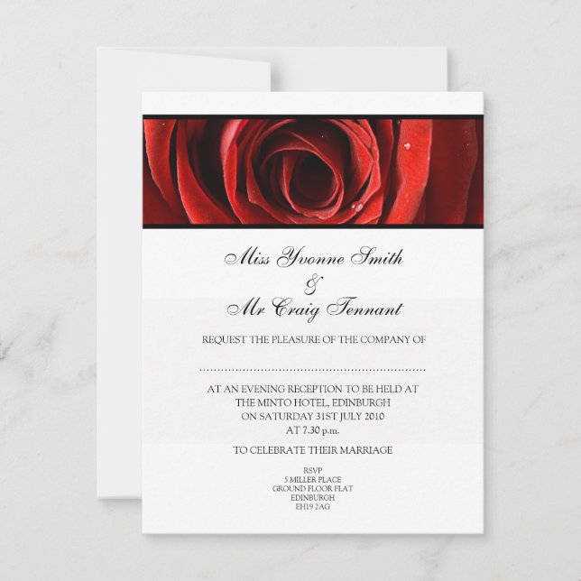 Invitación Bonita velada Boda Rojo-Blanco (Anverso)