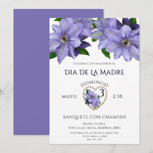 Invitación Bonitas Flores Malva Para el Día De La Madre
