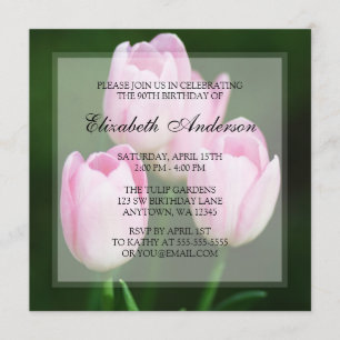 Invitación Bonito 90 cumpleaños Fiesta de tulipanes rosados