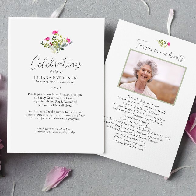 Invitación Bonito acuarela: Celebración de la vida con flores (Subido por el creador)