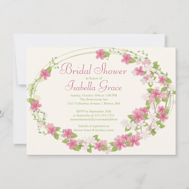 Invitación Bonito acuarela Floral rosa ducha de novia (Anverso)