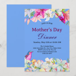 Invitación Bonito acuarela Floral White Mother's Day Dinner