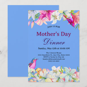 Invitación Bonito acuarela Floral White Mother's Day Dinner