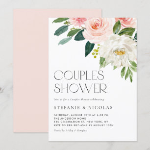 Invitación Bonito Acuarela Flores Jardín Ducha Parejas