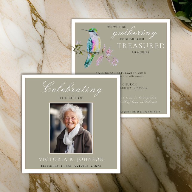 Invitación Bonito acuarela Hummingbird Celebración de la Vida (Subido por el creador)