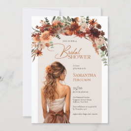 Invitación Bonito acuarela novia terracota otoño ramo