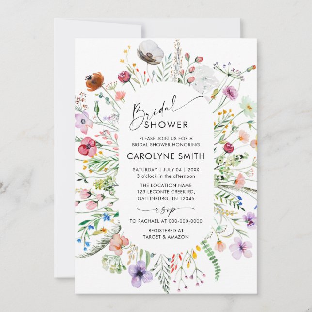 Invitación Bonito acuática Flor silvestre pradera ducha de no (Anverso)