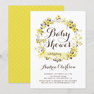 Invitación Bonito Amarillo Floral Wreath Summer Baby Shower