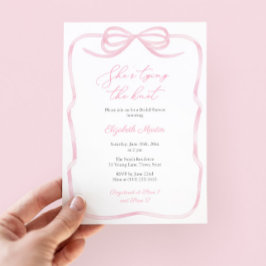 Invitación Bonito Amarrado De Color Rosa Con Ducha De Novias