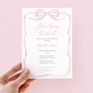 Invitación Bonito Amarrado De Color Rosa Con Ducha De Novias