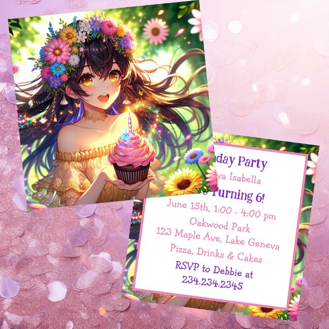 Invitación Bonito Anime Chica Cumpleaños (Subido por el creador)