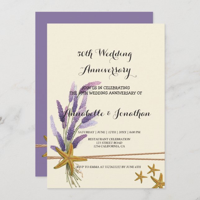 Invitación bonito Aniversario del Boda de estrella simple (Anverso / Reverso)