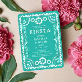 Invitación Bonito Aqua Papel Picado Boda Ensayo Cena