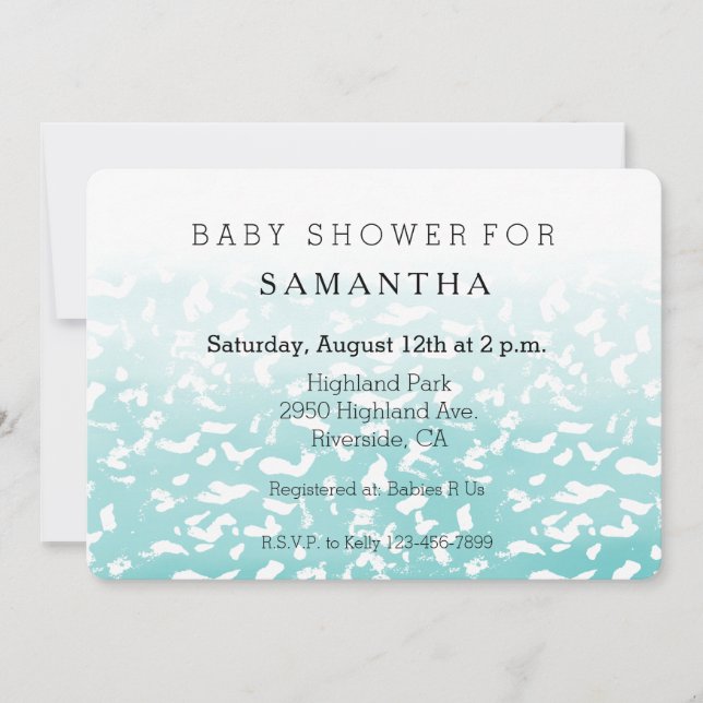 Invitación Bonito Aqua White Ombre Animal Imprimir ducha para (Anverso)