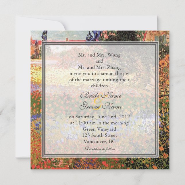 Invitación Bonito arte vintage Boda en el jardín (Anverso)