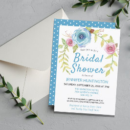 Invitación Bonito Azul Floral Arco Floral Bridal Ducha