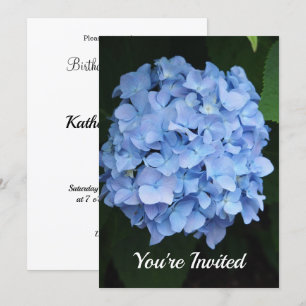 Invitación Bonito Azul Hydrangea Foto Floral Cumpleaños