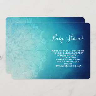 Invitación Bonito Azul Mandala Resumen Baby Shower