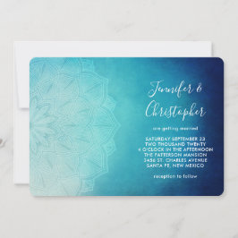Invitación Bonito Azul Mandala Resumen Boda
