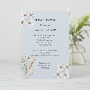 Invitación Bonito Azul Mariposa Blanca Floral Ducha de novia