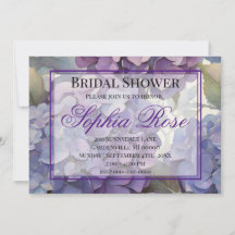 Bonito azul morado acuarela floral ducha de novia