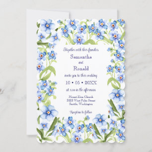 Invitación Bonito Azul Olvídame No Boda de acuarela