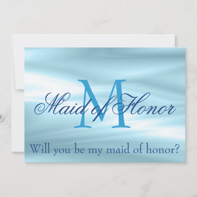 Invitación Bonito azul Serás mi criada de honor Propuesta (Anverso)