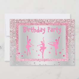 Invitación Bonito Ballerina Rosa Sparkle Niños Cumpleaños