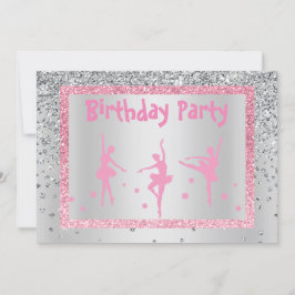 Invitación Bonito Ballerina Rosa Sparkle Niños Cumpleaños