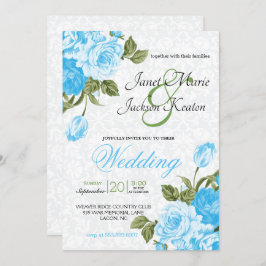 Invitación Bonito Bebé Flores de Boda Azul