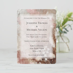 Invitación Bonito Beige Rubor Boda Floral Boho Rosa