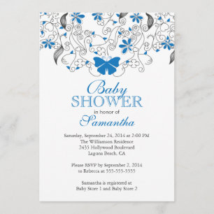 Invitación Bonito Blue Butfly Baby Boy Baby Shower